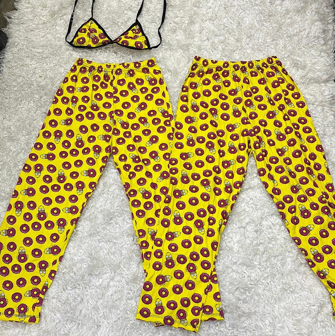 Simpson donuts yellow background 5 pcs pajama duo - Fundies