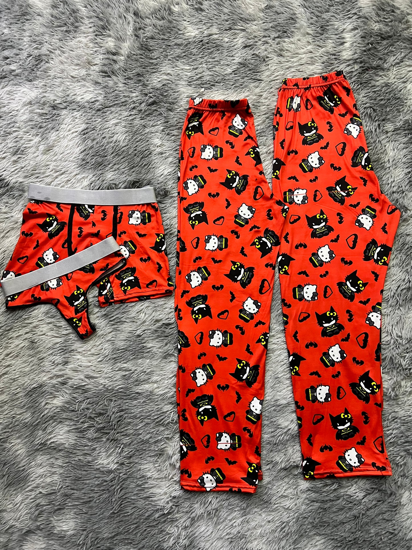 Hello Kitty dressed as Batman orange background boxer/thong 5 pcs pajama duo