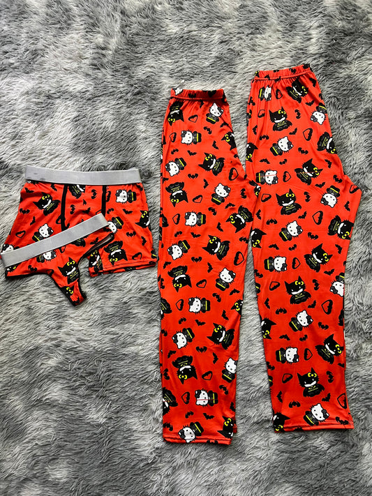 Hello Kitty dressed as Batman orange background boxer/thong 5 pcs pajama duo