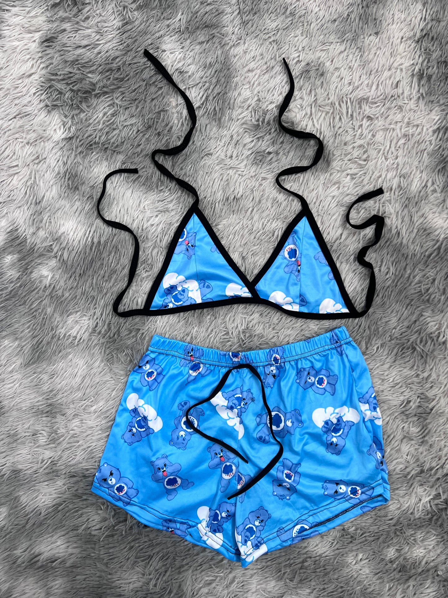 Little Bear Care Bear Blue Brush Matching Top & Short - Fundies
