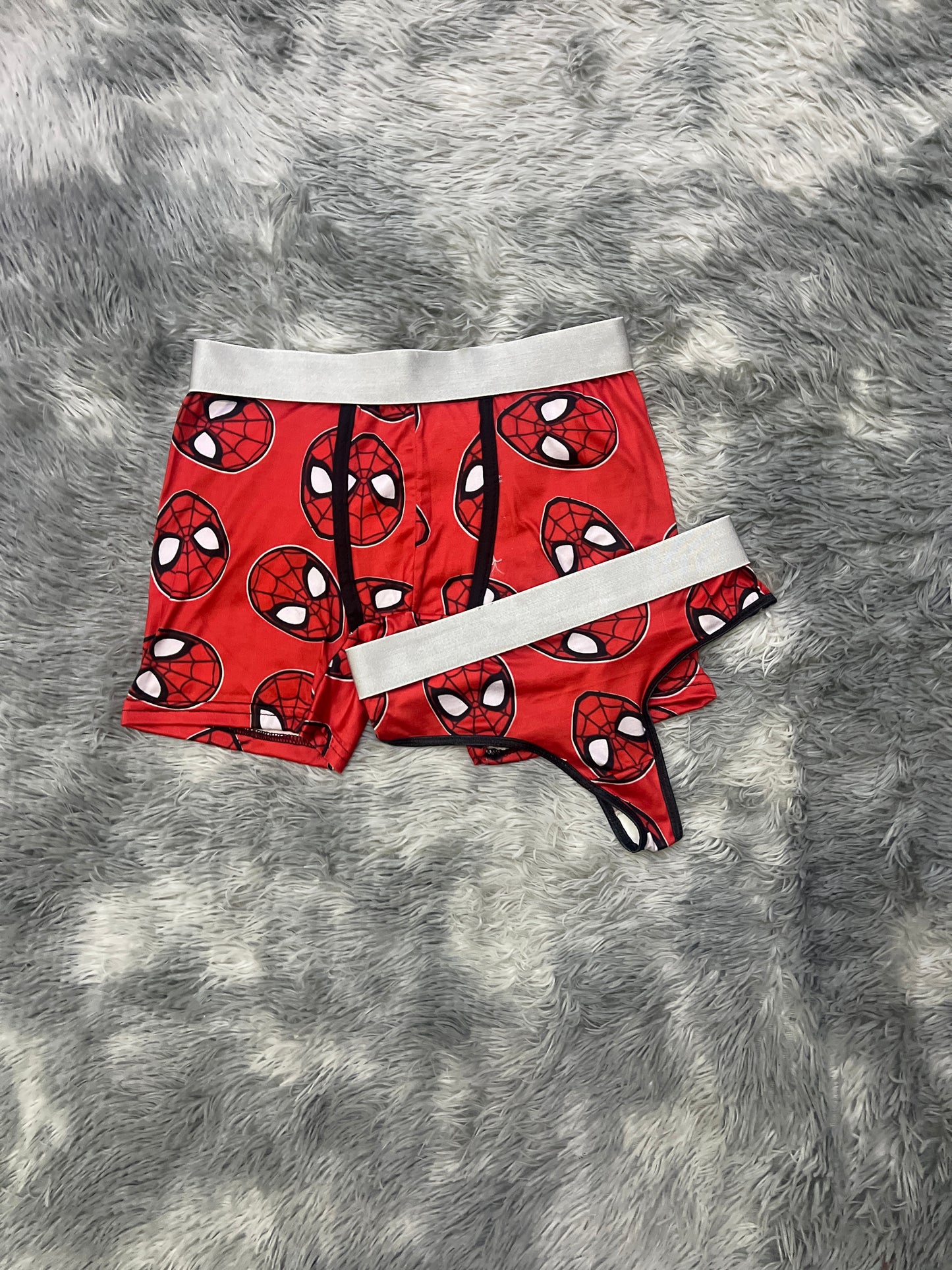 Spider-man face red background matching couples underwear Halloween