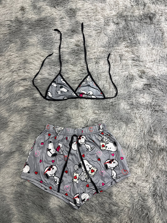 Snoopy Gray Matching Top & Short