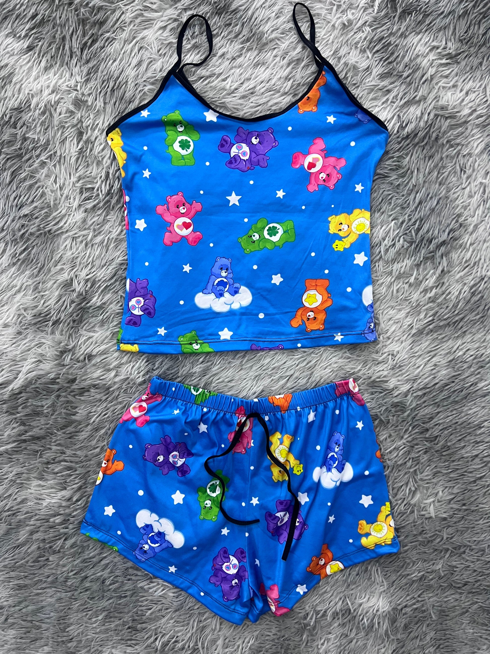 Ositos Care Bears Background Blue Blusa With Short One Size Of Brush Matching Top & Short - Fundies