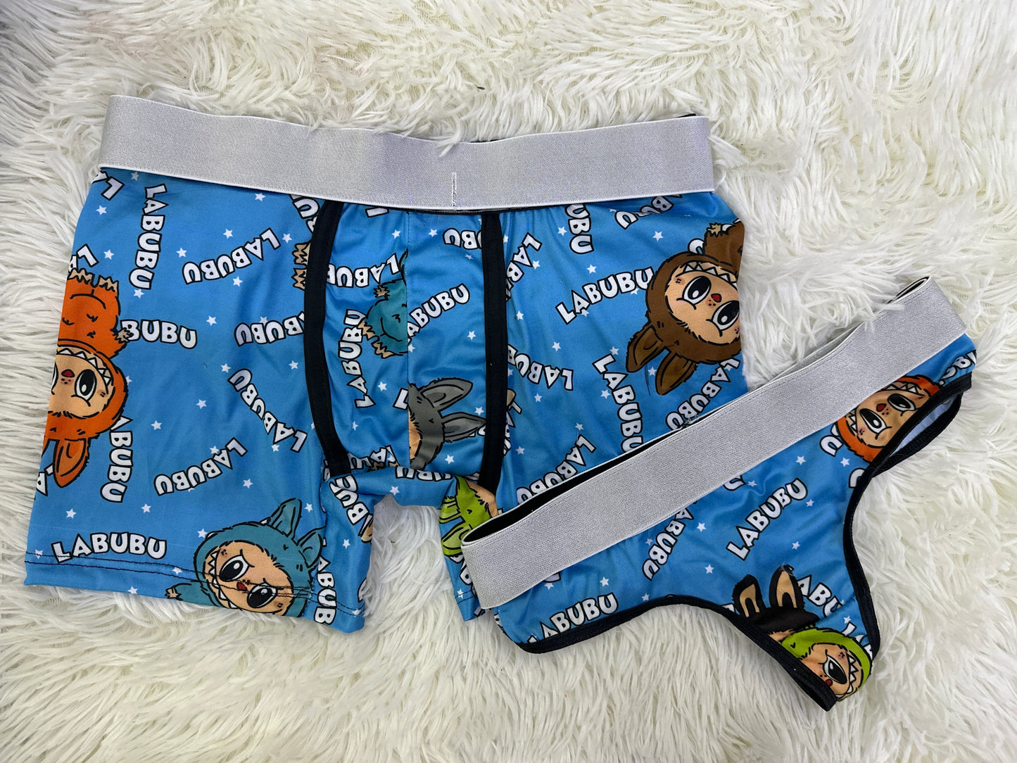 Labubu blue couples matching underwear