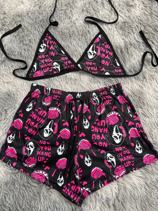 Scream Background Black Matching Top & Short
