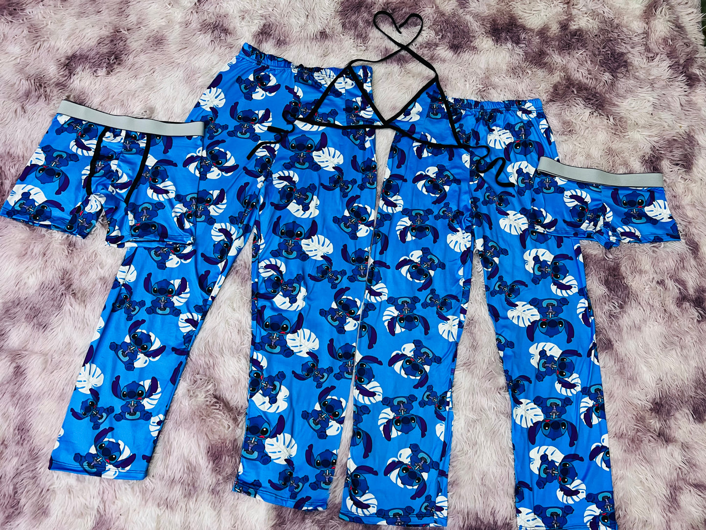 Stitch Ohana Blue Background 5 pcs pajama duo