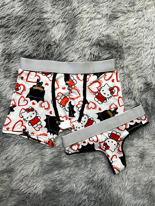 Kitty Batman white background matching underwear