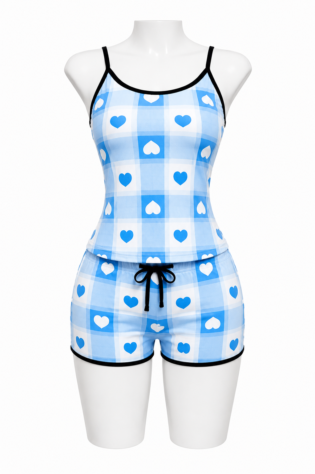 Heart Blue Plaid Women's Pajama Set