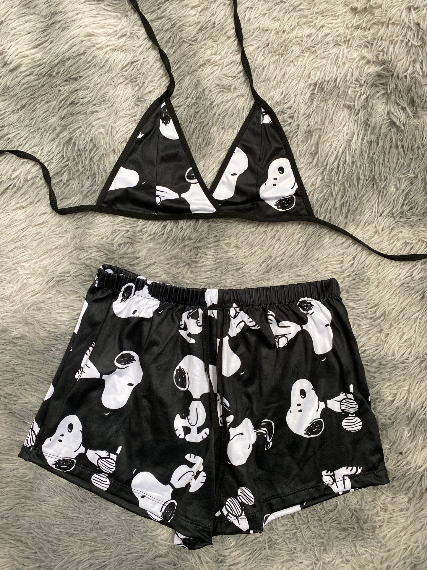 Snoopy Black Top & Shorts Set