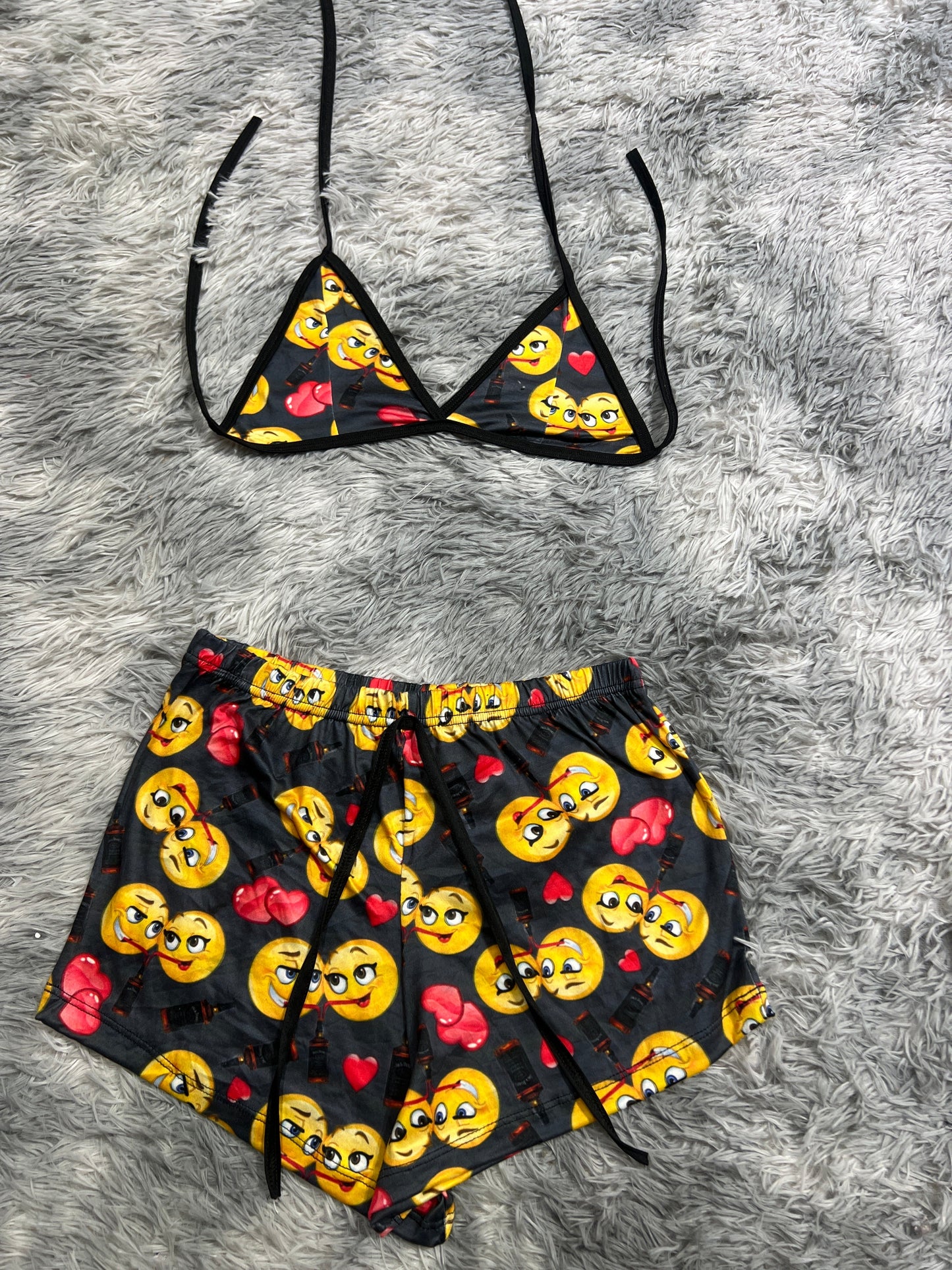 Love Emojis White Brush Matching Top & Short - Fundies