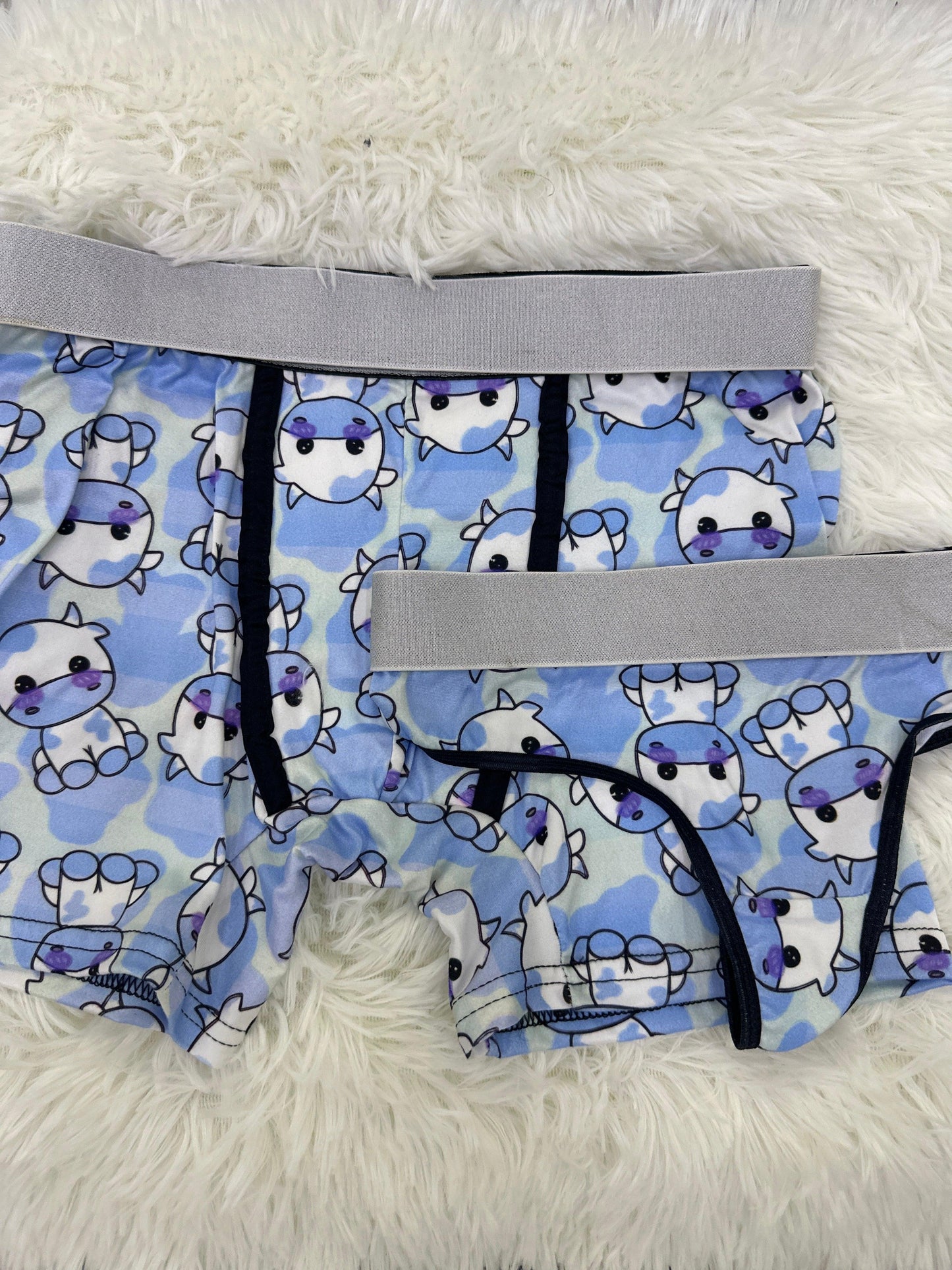 cow blue background matching couples underwear - Fundies