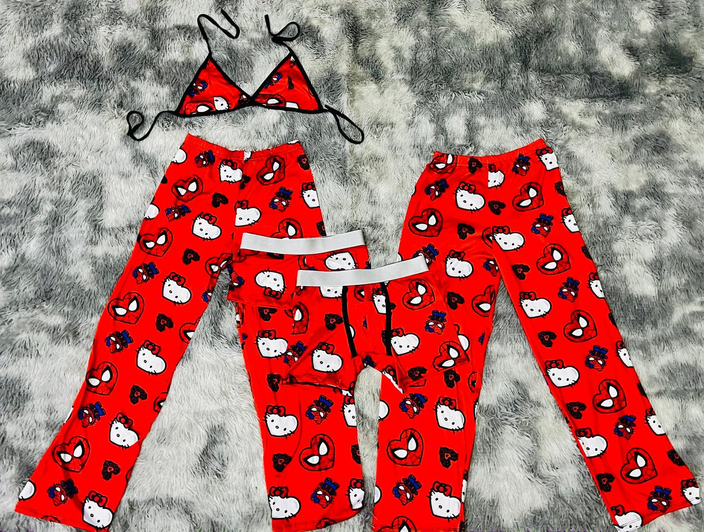 Spider and Kitty red hearts 5 pcs pajama duo