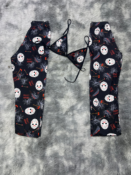 Jason live knife and arrow Halloween Plush pajama duo
