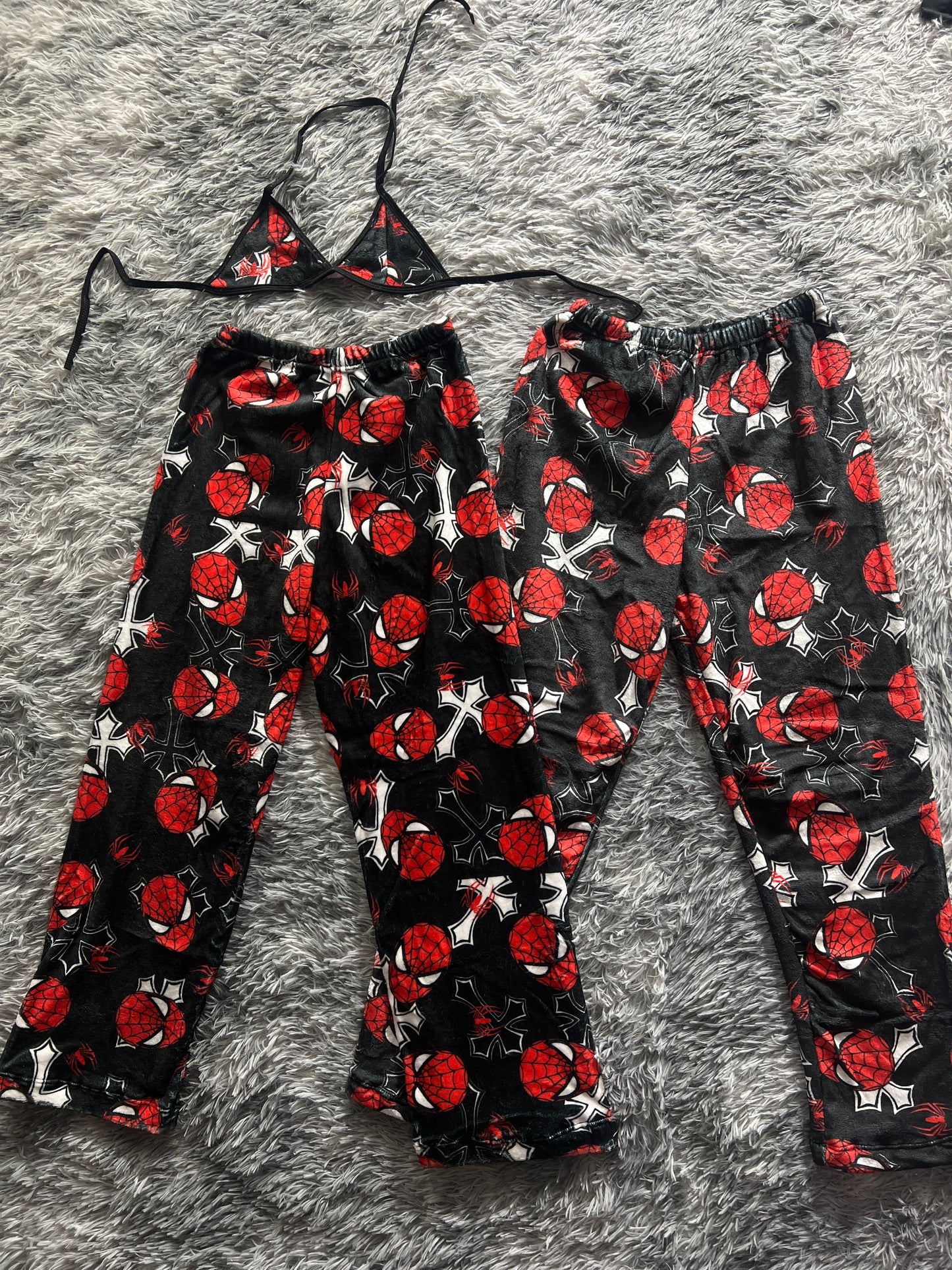 Spiderman cross Plush Pajamas matching set For Couples