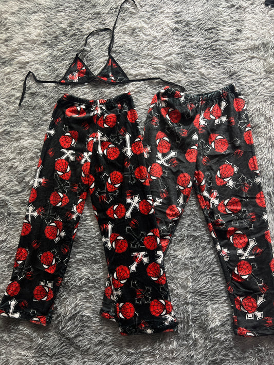 Spiderman cross Plush Pajamas matching set For Couples