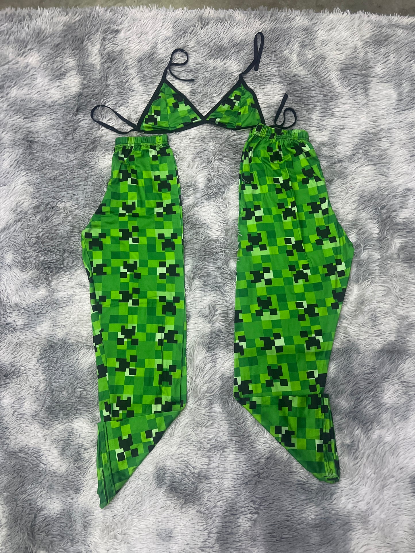 Minecraft green plush pajama duo