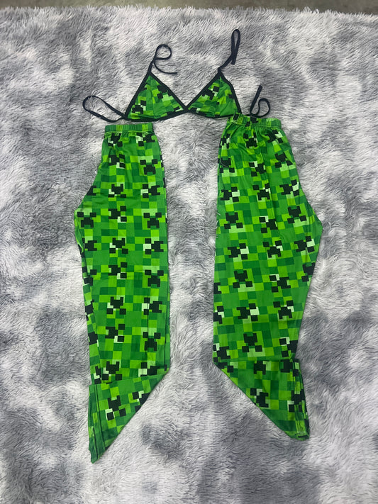 Minecraft green plush pajama duo