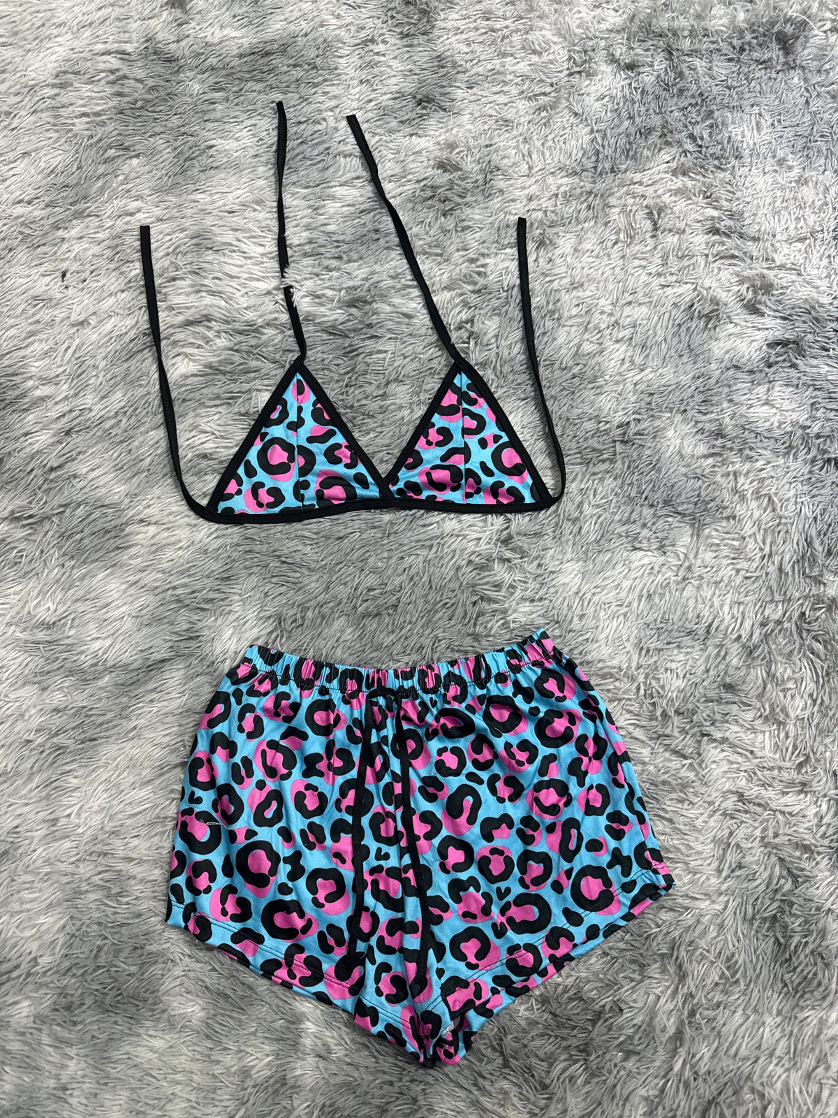 Leopard Blue And Pink Matching Top & Short