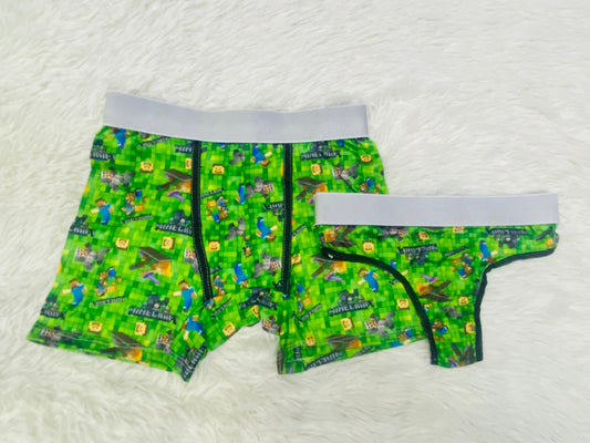 Creeper Minecraft Green Duo One-size With Thong - Fundies