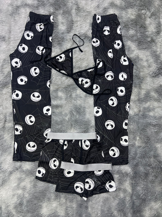 Jack cobwebs black background Halloween 5 pcs pajama duo