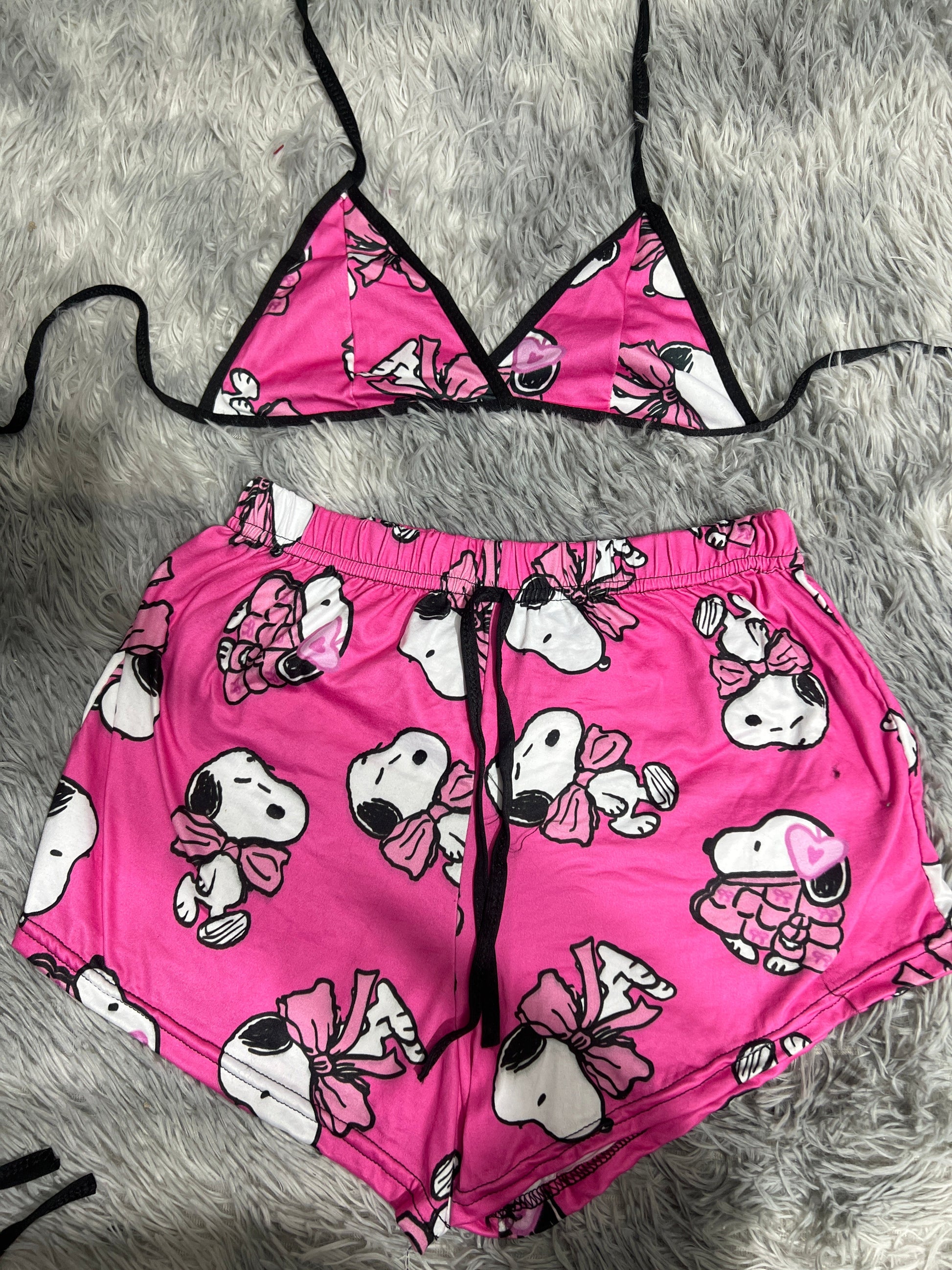 Snoopy Pink Brush Matching Top & Short - Fundies