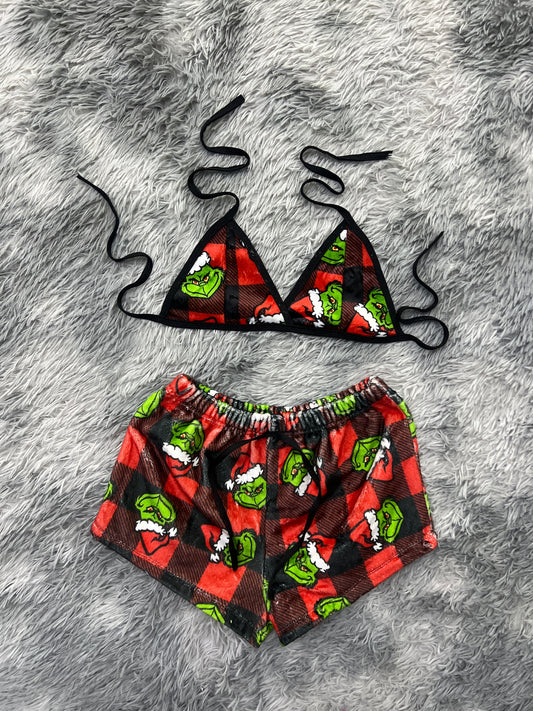 The Grinch Plaid Red Matching Top & Short