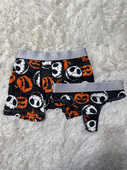 Jack And Pumpkin Halloween Duo Boxer With Thong - Fundies