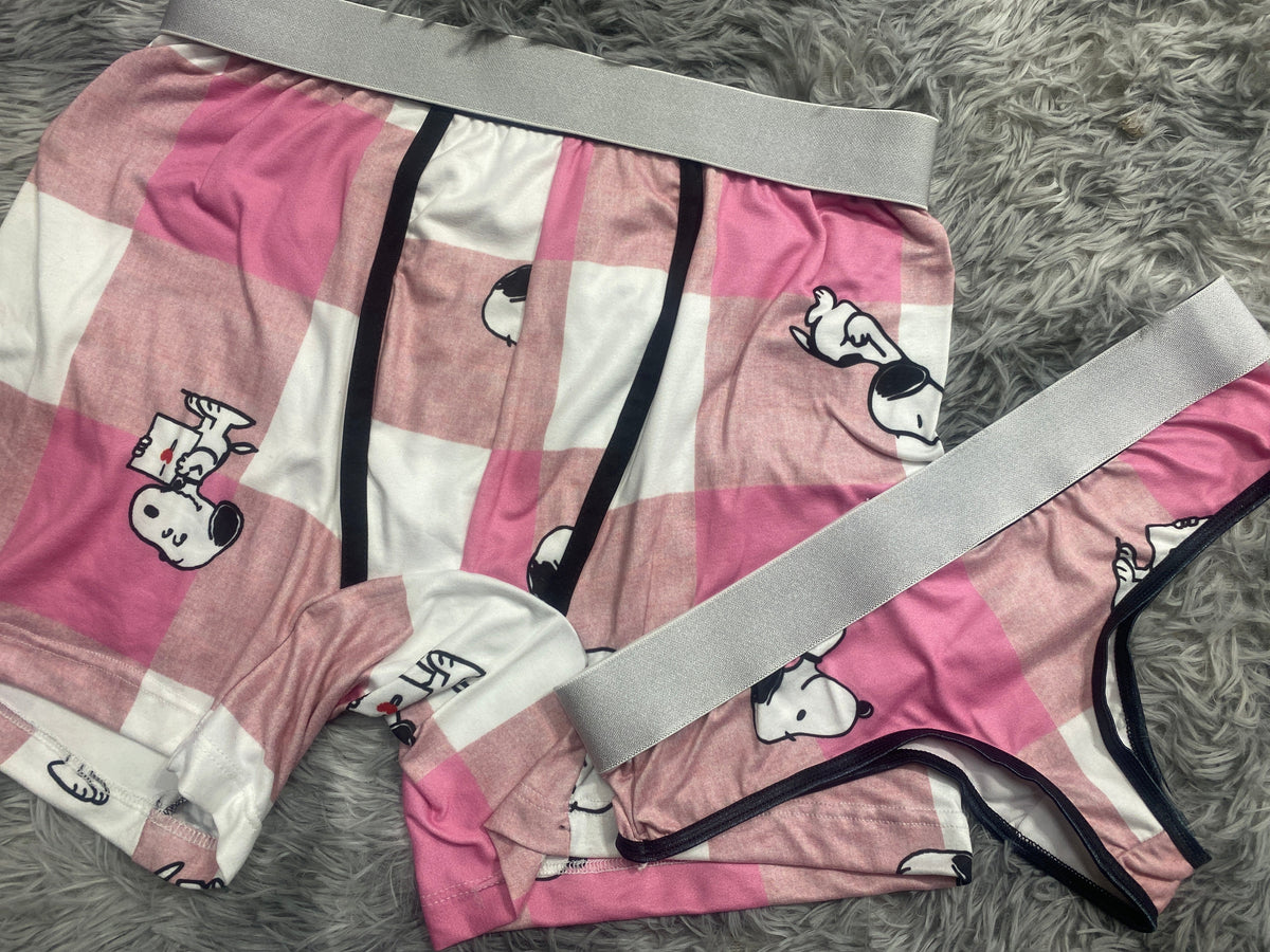 Snoopy Plaid Pink Duo With Thong