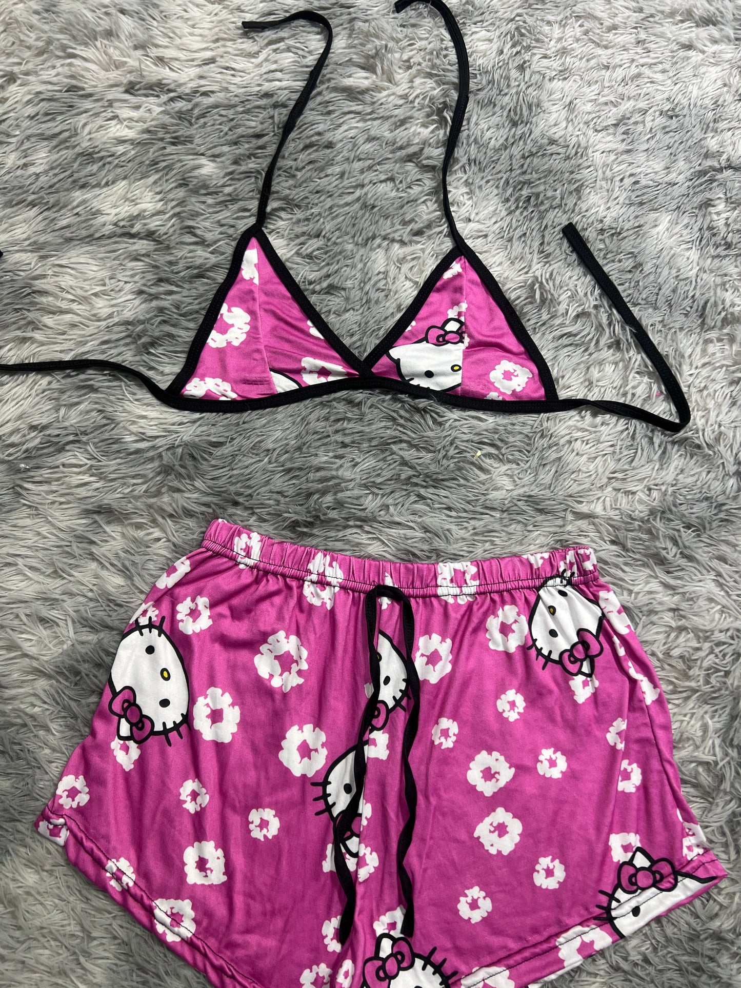 Hello Kitty Pink Face Brush Matching Top & Short - Fundies