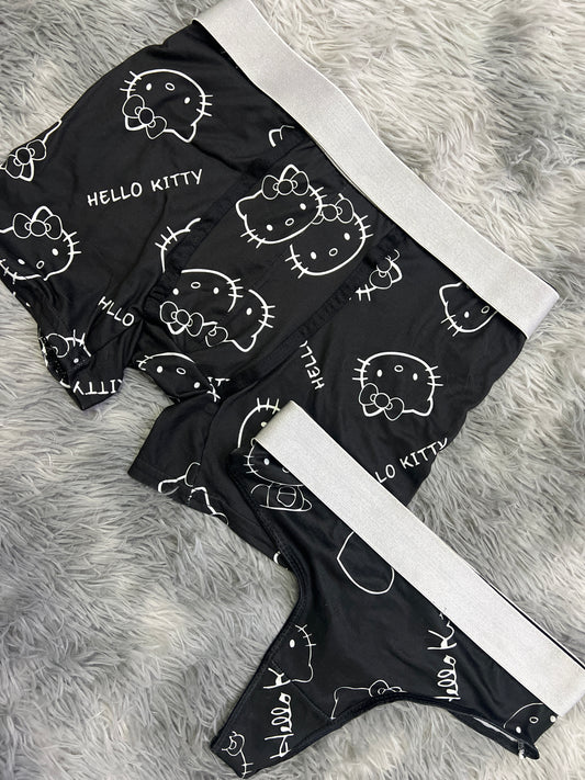 Kitty Faces black Print matching underwear Set Cute Kitty 🐾🐾