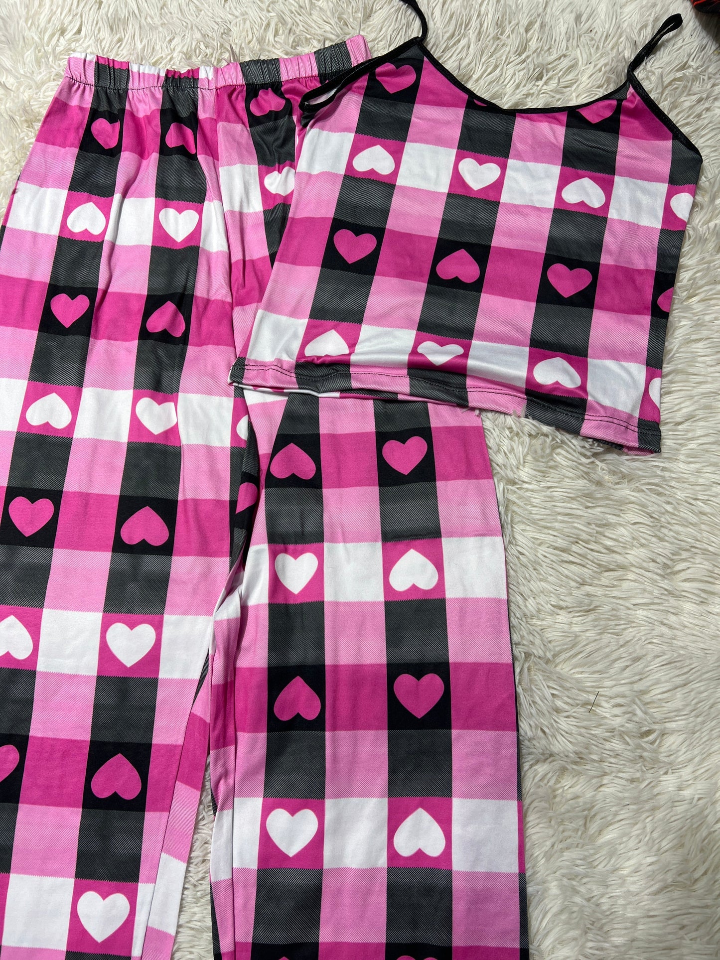 Hearts Plaid Women's Pajama Set - Fundies