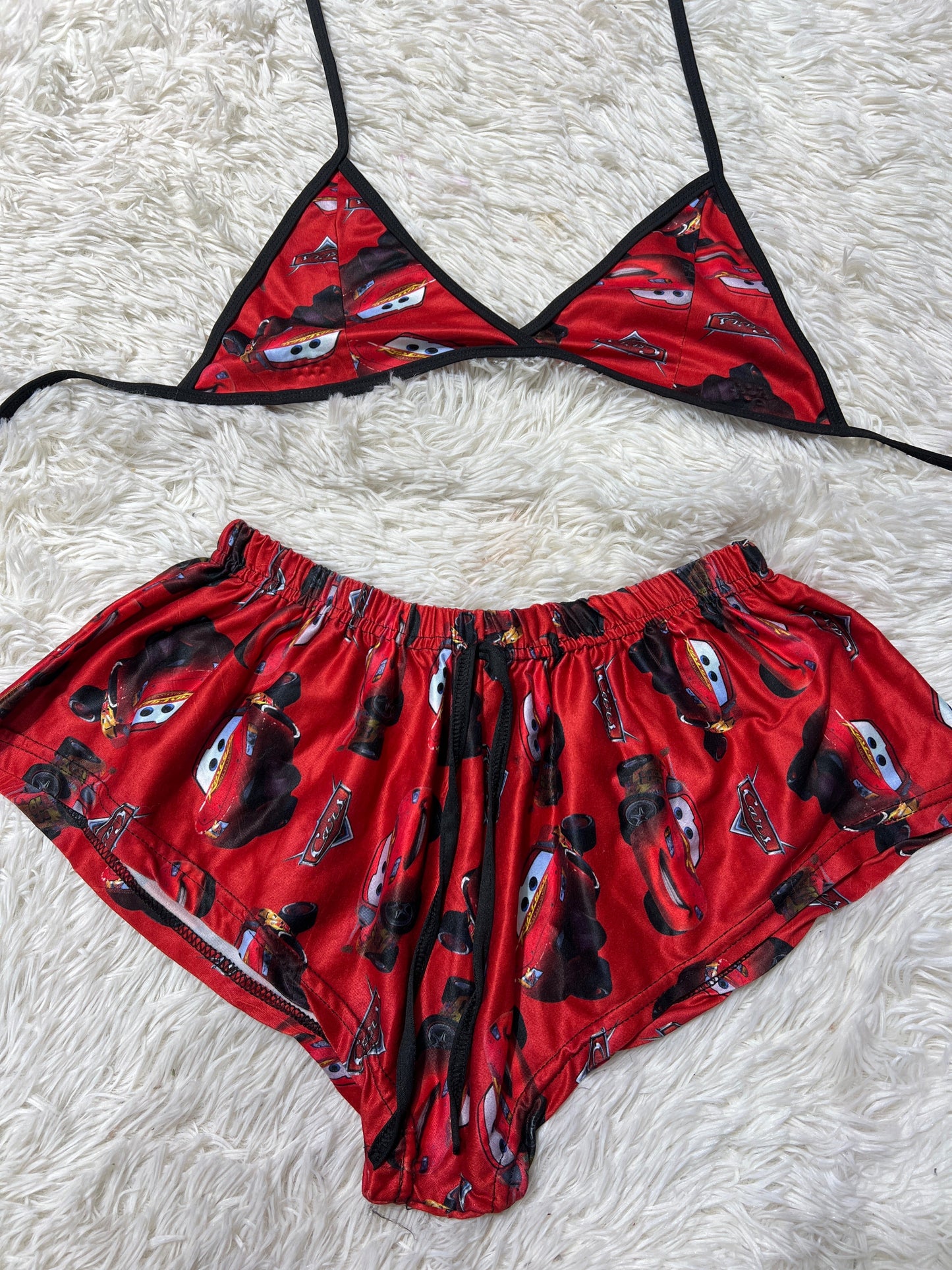 McQueen Red Brush Matching Top & Short - Fundies