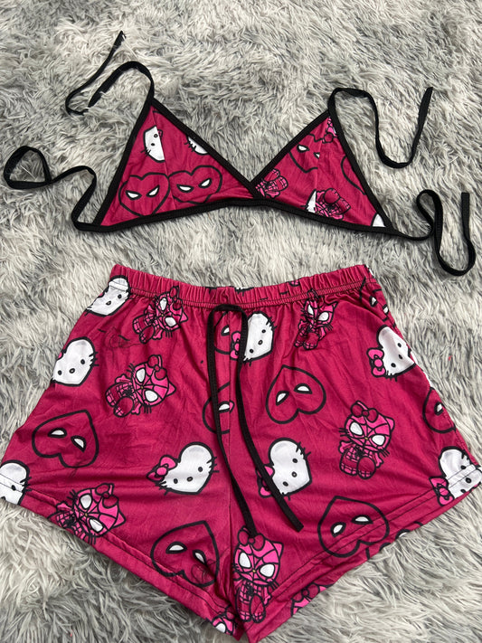 Spider Kitty Wine Matching Top & Short