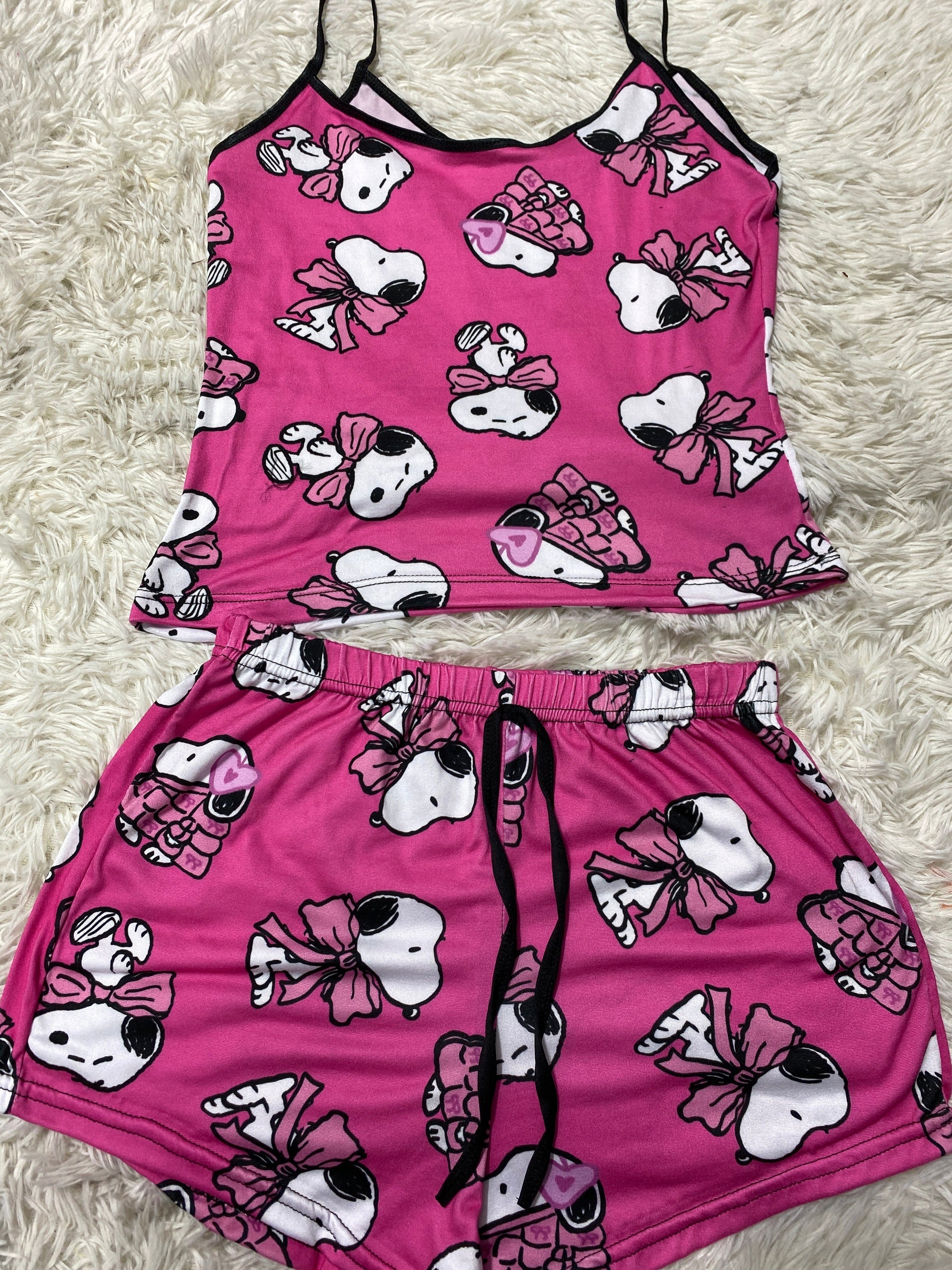 Snoopy Pink White Women's Pajama Set - Fundies