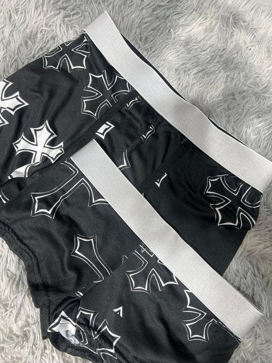 Crosses Background Black Matching Boxers - Fundies