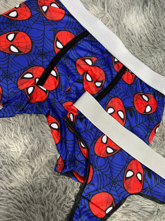 Spider-Man Webs Background Blue Duo With Thong