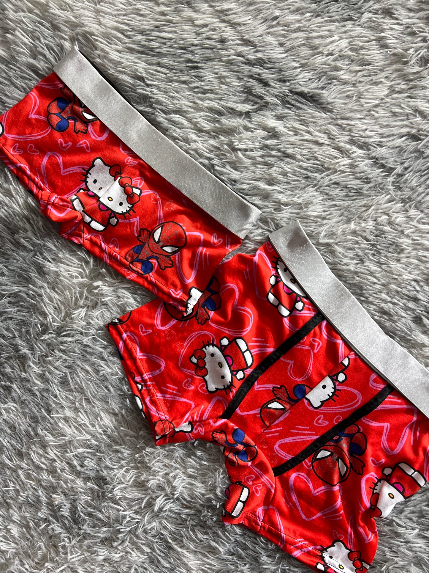 Hello Kitty spider man red Print Matching boxer Set