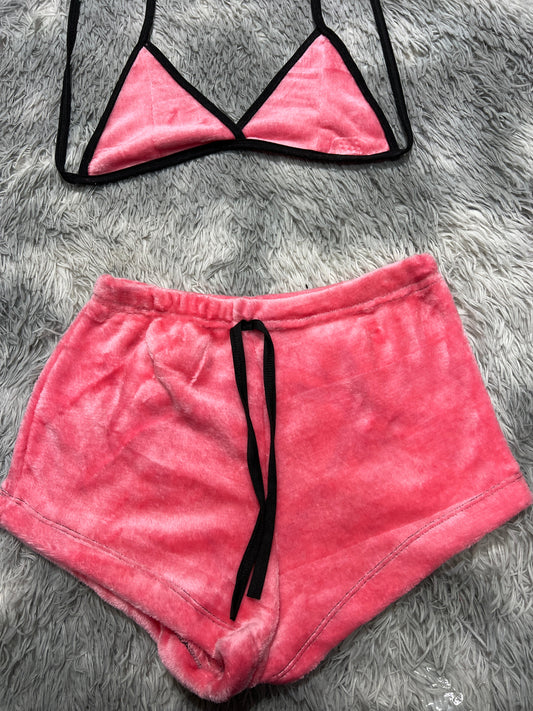 Color Rosado Afelpad Matching Top & Short - Fundies