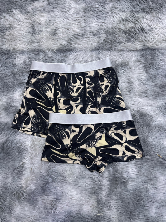 Scream black background matching couples boxer underwear Halloween