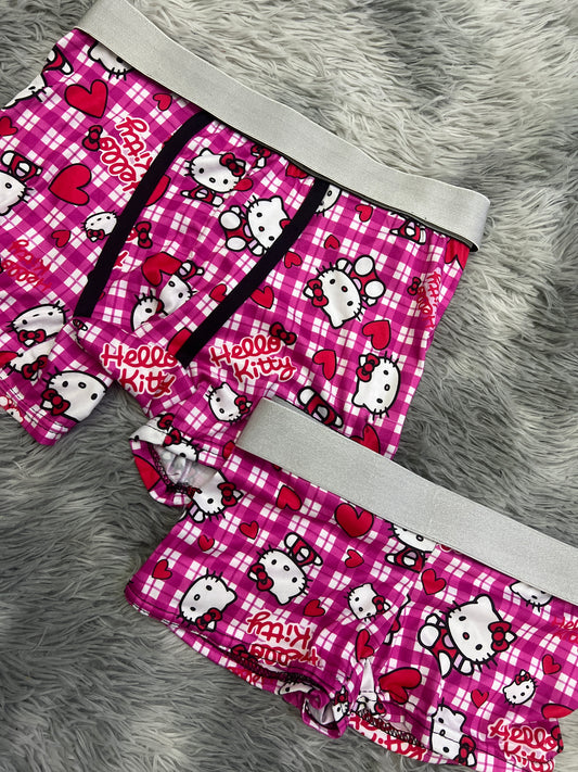 Hello Kitty Plaid Boxer Matching Set Cozy Darling Moments