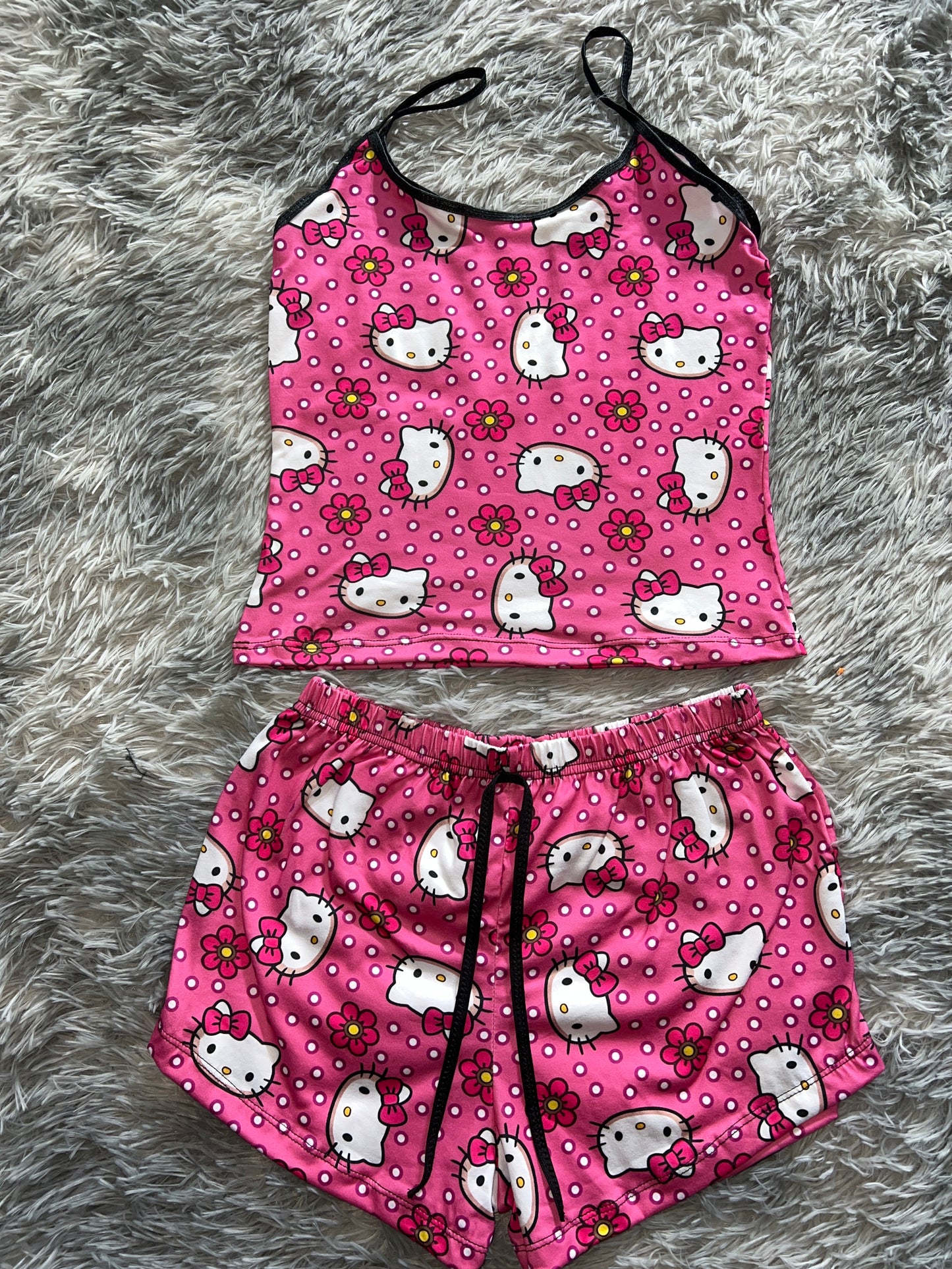 Hello kitty faces pink Shorts Pajama Set