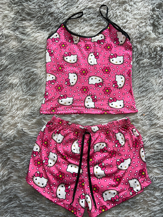 Hello kitty faces pink Shorts Pajama Set