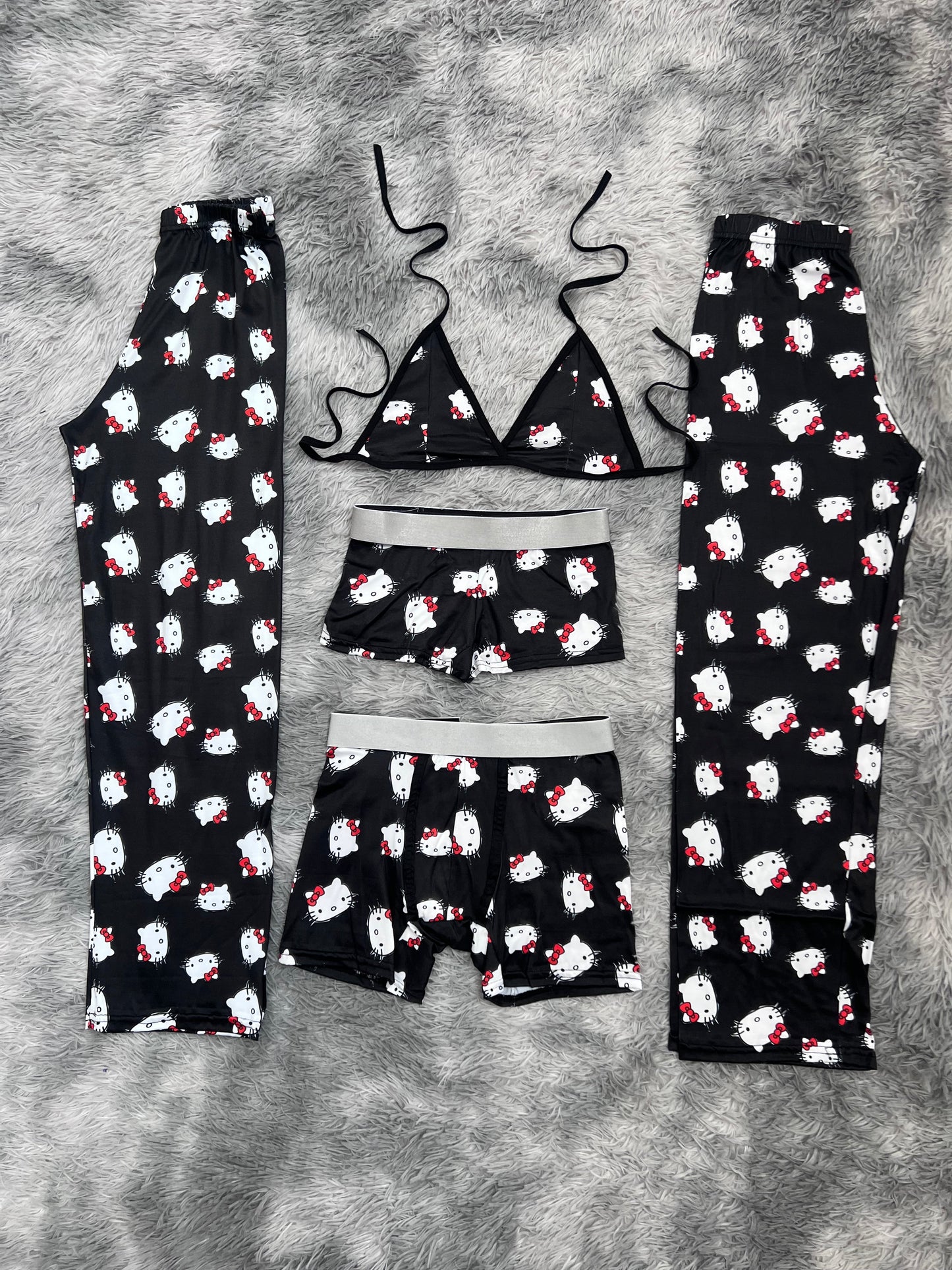Hello Kitty Little Faces Background Black 5 Piece PJ - Fundies