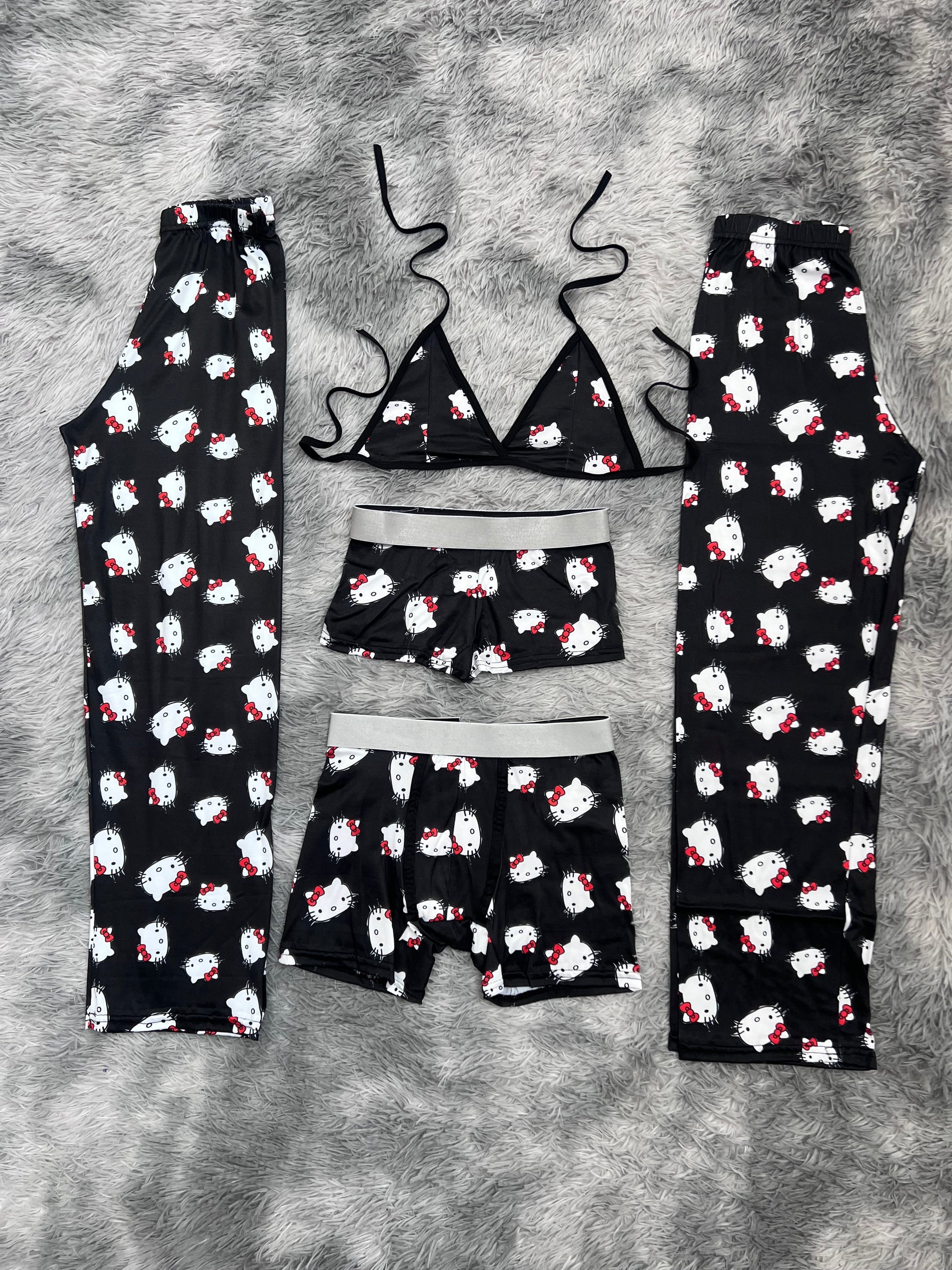Hello Kitty Little Faces Background Black 5 Piece PJ - Fundies