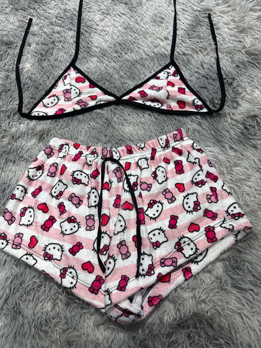 Hello Kitty With Stripes Pink Matching Top & Short - Fundies