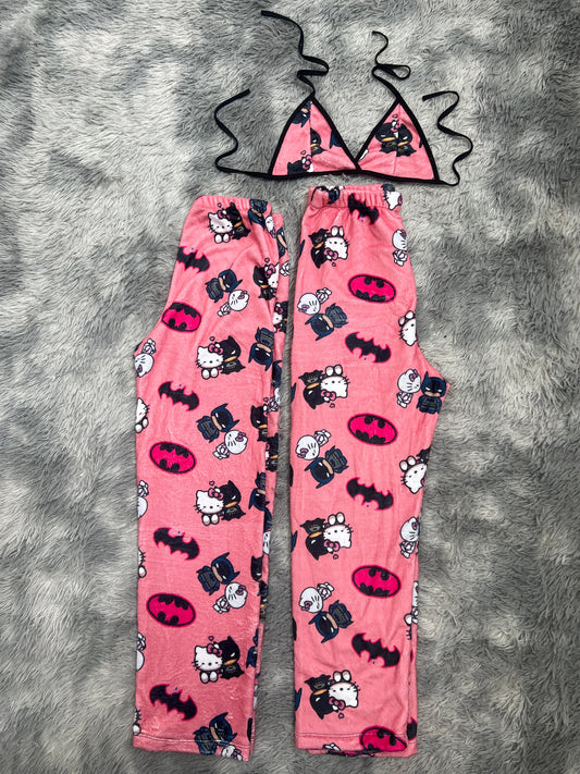 Hello Kitty Batman Salmon Matching Plushie PJs - Fundies