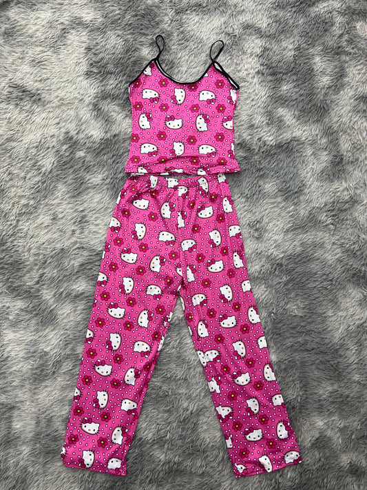 Hello Kitty Little Dots And Flowers Background Pink Women's Pajama Set - Fundies