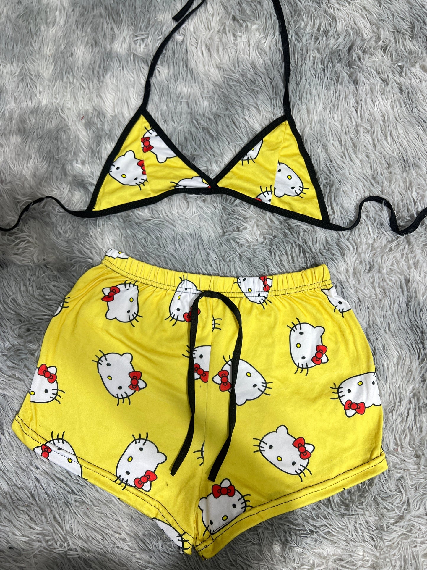 Hello Kitty Yellow Brush Matching Top & Short - Fundies