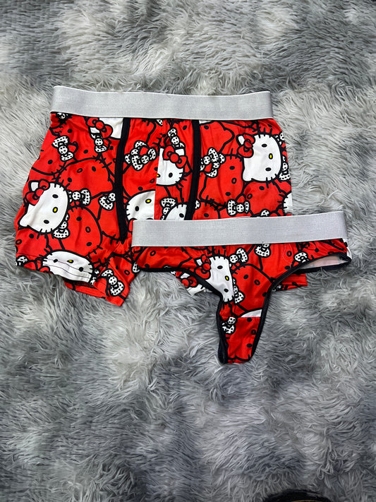 Hello kitty red white couples matching underwear