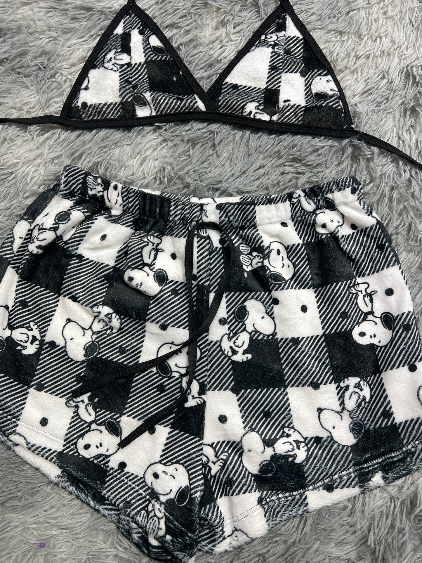 Snoopy Plaid Striped Matching Top & Short - Fundies